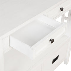 Console Table with Four Drawers and Open Shelf in Antique White
