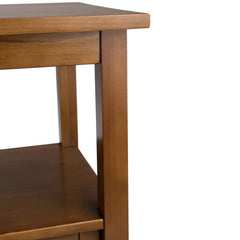 Console Table with Four Drawers and Open Shelf in Light Golden Brown Solid Pine