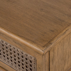 Console Table with One Shelf and Two Drawers in Oak Stain