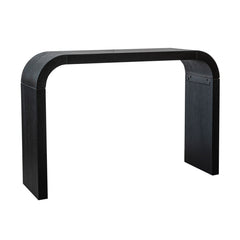 Console Table with Solid Wood Base, Black Wire Brush Finish