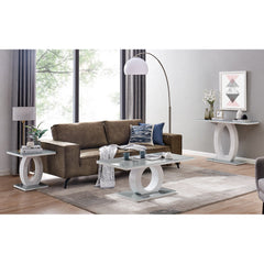 Console Table with Tempered Glass Top in Gray