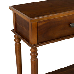 Console Table with Two Drawers and Open Shelf in Brown
