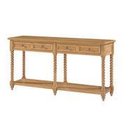 Console Table with Two Drawers and Solid Wood Legs in Oak