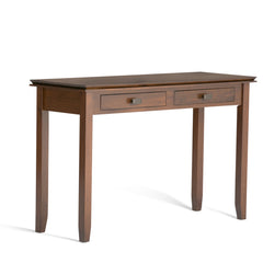 Console Table with Two Drawers in Brown Solid Pine