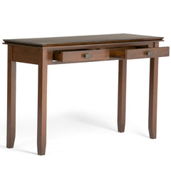 Console Table with Two Drawers in Brown Solid Pine