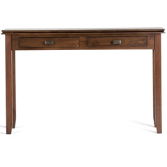 Console Table with Two Drawers in Brown Solid Pine