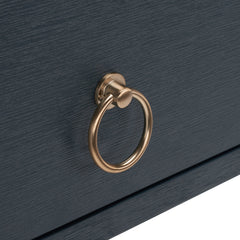 Console Table with Two Drawers in Matte Navy Wood