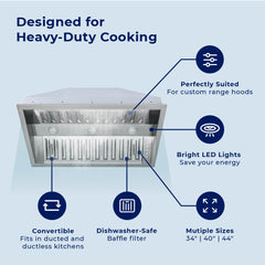 Convertible Insert Range Hood, 40 Inch, Stainless Steel
