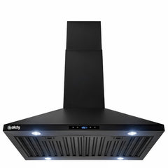 Convertible Island Range Hood, 30 In, 343 CFM, Black Painted Stainless Steel