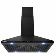 Island Range Hood, 30 In, 343 CFM in Black Painted Stainless Steel