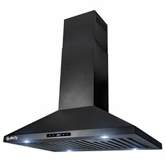 Convertible Island Range Hood, 30 In, 343 CFM, Black Painted Stainless Steel