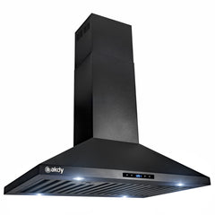 Convertible Island Range Hood, 30 In, 343 CFM, Black Painted Stainless Steel