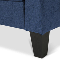 Convertible Loveseat Sleeper, Full Size, Navy Linen Blend, Black Legs