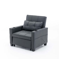 Convertible Sleeper Sofa Chair Bed, Single, Dark Gray Linen Blend