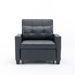 Convertible Sleeper Sofa Chair Bed, Single, Dark Gray Linen Blend