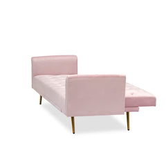 Convertible Sleeper Sofa, Pink Velvet with Gold Legs