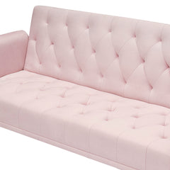 Convertible Sleeper Sofa, Pink Velvet with Gold Legs
