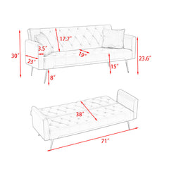 Convertible Sleeper Sofa, Pink Velvet with Gold Legs