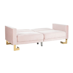 Convertible Sofa Bed, Full Size Sleeper, Velvet, Solid Wood Frame, Steel Feet