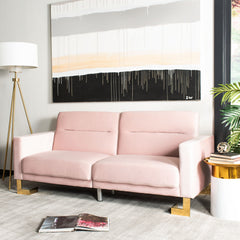 Convertible Sofa Bed, Full Size Sleeper, Velvet, Solid Wood Frame, Steel Feet