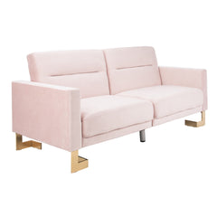 Convertible Sofa Bed, Full Size Sleeper, Velvet, Solid Wood Frame, Steel Feet