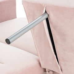 Convertible Sofa Bed, Full Size Sleeper, Velvet, Solid Wood Frame, Steel Feet