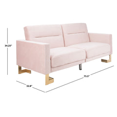Convertible Sofa Bed, Full Size Sleeper, Velvet, Solid Wood Frame, Steel Feet