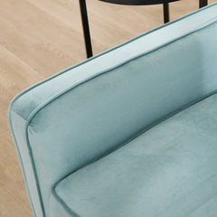 Convertible Sofa Bed, Seats 3, Mint Blue Velvet with Black Frame