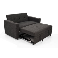 Convertible Sofa Bed, Twin Size, Dark Gray Polyfiber Fabric