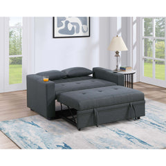 Convertible Sofa Bed, Twin Size, Dark Gray Polyfiber Fabric