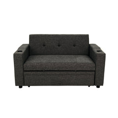 Convertible Sofa Bed, Twin Size, Dark Gray Polyfiber Fabric