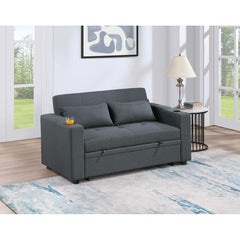 Convertible Sofa Bed, Twin Size, Dark Gray Polyfiber Fabric