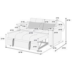 Convertible Sofa Bed, Twin Size, Dark Gray Polyfiber Fabric