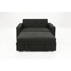 Convertible Sofa Bed, Twin Size, Dark Gray Polyfiber Fabric