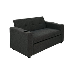 Convertible Sofa Bed, Twin Size, Dark Gray Polyfiber Fabric
