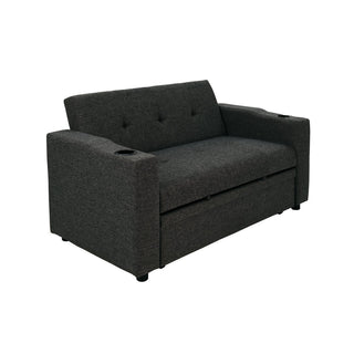 Convertible Sofa Bed, Twin Size, Dark Gray Polyfiber Fabric