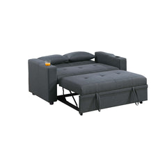 Convertible Sofa Bed, Twin Size, Dark Gray Polyfiber Fabric