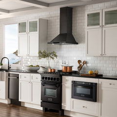 Convertible Wall Mount Range Hood, 24 Inch, 400 CFM, Black Stainless Steel