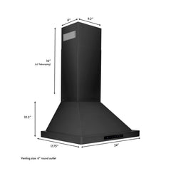 Convertible Wall Mount Range Hood, 24 Inch, 400 CFM, Black Stainless Steel