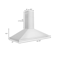 Convertible Wall Mount Range Hood, 42 In., Stainless Steel, LED