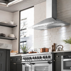 Convertible Wall Mount Range Hood, 42 In., Stainless Steel, LED