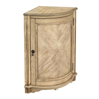 Corner Accent Cabinet in Antique Beige with Brass Hardware