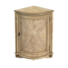 Corner Accent Cabinet in Antique Beige with Brass Hardware