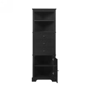 Corner Accent Cabinet with Drawers and Door, Black Manufactured Wood