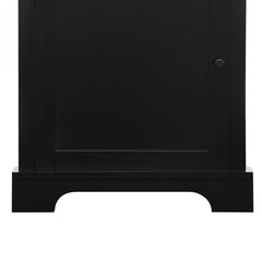 Corner Accent Cabinet with Drawers and Door, Black Manufactured Wood