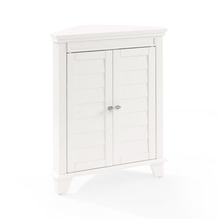 Corner Accent Cabinet with Two Adjustable Shelves in White