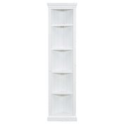 Corner Bookcase, 5 Tiers, White Solid Wood and MDF with LED Lighting