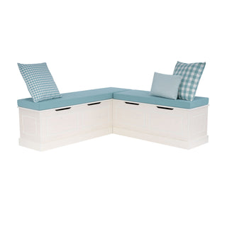 Corner Breakfast Nook Bench with Storage in Solid Pine Wood