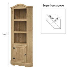 Corner Cabinet, 3-Tier, Solid Pine Wood, Brown