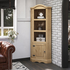 Corner Cabinet, 3-Tier, Solid Pine Wood, Brown